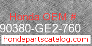 Honda 90380-GE2-760 genuine part number image