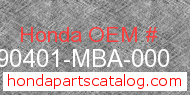 Honda 90401-MBA-000 genuine part number image