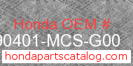 Honda 90401-MCS-G00 genuine part number image