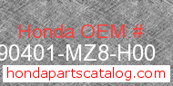 Honda 90401-MZ8-H00 genuine part number image