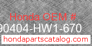 Honda 90404-HW1-670 genuine part number image
