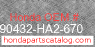 Honda 90432-HA2-670 genuine part number image