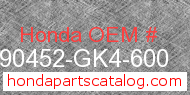 Honda 90452-GK4-600 genuine part number image