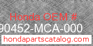 Honda 90452-MCA-000 genuine part number image