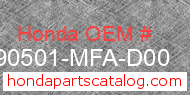 Honda 90501-MFA-D00 genuine part number image