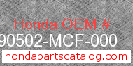 Honda 90502-MCF-000 genuine part number image