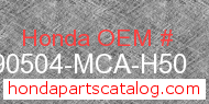 Honda 90504-MCA-H50 genuine part number image