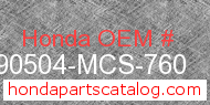 Honda 90504-MCS-760 genuine part number image