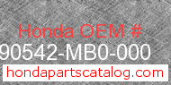 Honda 90542-MB0-000 genuine part number image