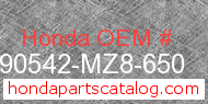Honda 90542-MZ8-650 genuine part number image