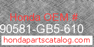 Honda 90581-GB5-610 genuine part number image
