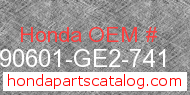 Honda 90601-GE2-741 genuine part number image