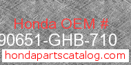 Honda 90651-GHB-710 genuine part number image