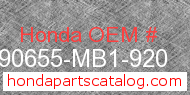 Honda 90655-MB1-920 genuine part number image