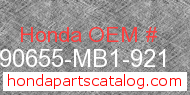 Honda 90655-MB1-921 genuine part number image