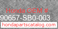 Honda 90657-SB0-003 genuine part number image
