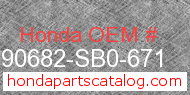 Honda 90682-SB0-671 genuine part number image