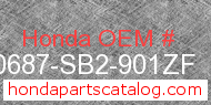 Honda 90687-SB2-901ZF genuine part number image