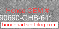Honda 90690-GHB-611 genuine part number image