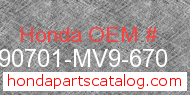 Honda 90701-MV9-670 genuine part number image
