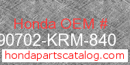 Honda 90702-KRM-840 genuine part number image