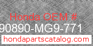Honda 90890-MG9-771 genuine part number image