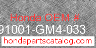 Honda 91001-GM4-033 genuine part number image