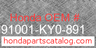 Honda 91001-KY0-891 genuine part number image