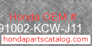 Honda 91002-KCW-J11 genuine part number image
