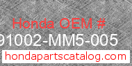 Honda 91002-MM5-005 genuine part number image