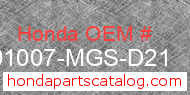 Honda 91007-MGS-D21 genuine part number image