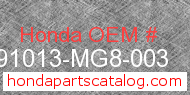Honda 91013-MG8-003 genuine part number image