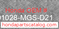 Honda 91028-MGS-D21 genuine part number image