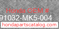 Honda 91032-MK5-004 genuine part number image