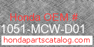 Honda 91051-MCW-D01 genuine part number image