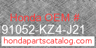Honda 91052-KZ4-J21 genuine part number image