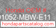 Honda 91052-MBW-E11 genuine part number image
