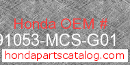 Honda 91053-MCS-G01 genuine part number image