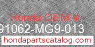 Honda 91062-MG9-013 genuine part number image