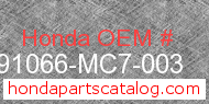 Honda 91066-MC7-003 genuine part number image