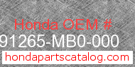 Honda 91265-MB0-000 genuine part number image