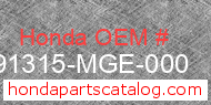 Honda 91315-MGE-000 genuine part number image