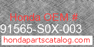 Honda 91565-S0X-003 genuine part number image