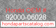 Honda 92000-06028 genuine part number image