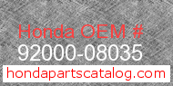 Honda 92000-08035 genuine part number image
