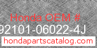 Honda 92101-06022-4J genuine part number image