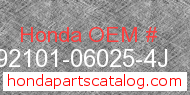 Honda 92101-06025-4J genuine part number image