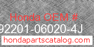 Honda 92201-06020-4J genuine part number image