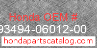 Honda 93494-06012-00 genuine part number image