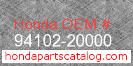 Honda 94102-20000 genuine part number image